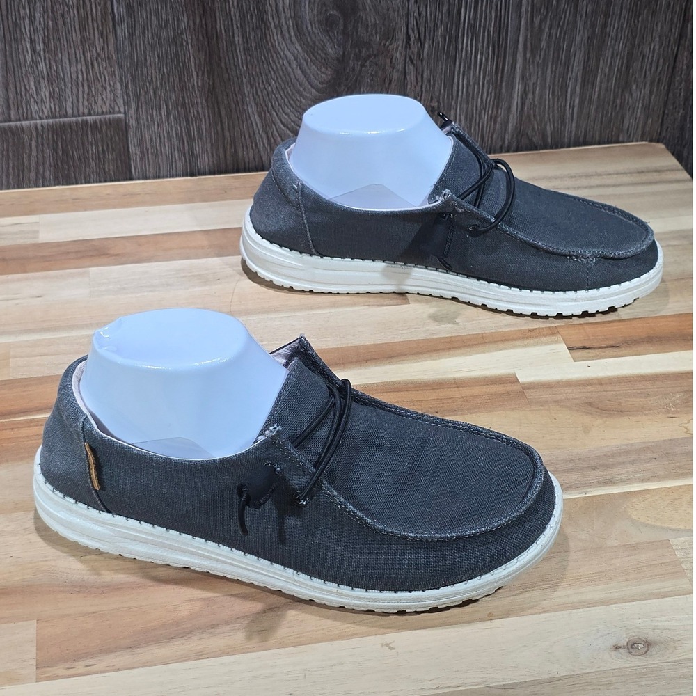 Hey Dude Wendy Chambray Off Black Loafers Shoes Women's Size 8 Comfort Slip On - Picture 3 of 16